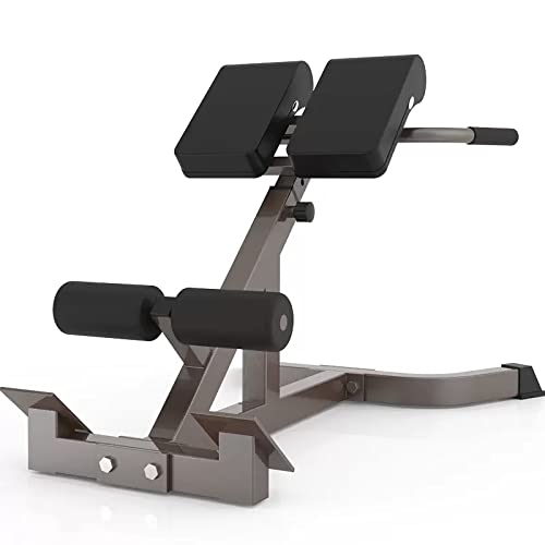 Lzmzmq Multipurpose Roman Chair Steel Frame, Gym/Basement/Garages Back Extension Bench & Workout Chair, For Whole-Body Training, Adjustable Cushion Gap, White Champagne (Color : Champagne Color) #TOP5