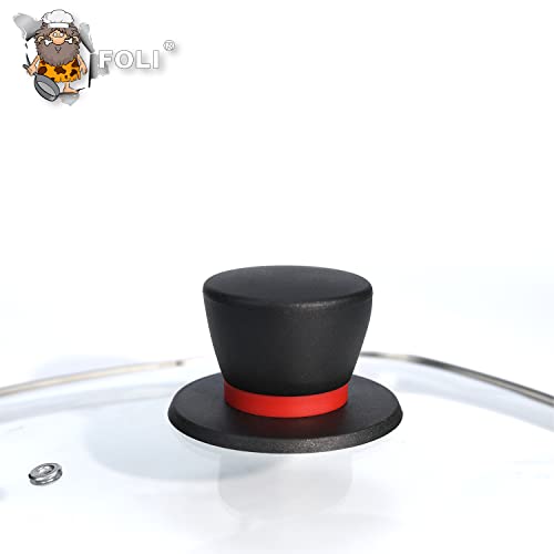 Foli Square Glass Lid For Grill Pans With Steam Vent Hole - Fits Lodge Cast Iron Skillets 10.5Inch(26.67Cm) - Square Tempered Glass Lid - Universal Replacement Cover Bakelite Round Knob #TOP1