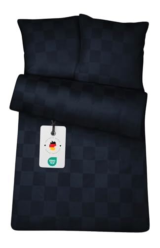 Carpe Sonno® Damast Bettwäsche 135x200 Baumwolle | Karierte Bettwäsche kariert | Bettwäsche Baumwolle 135x200 | Bettwaren & Bettwäsche-Sets |...