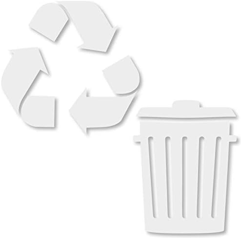 Vinyl Friend Recycle and Trash Sticker Logo Style 2 Symbol to Organize Trash cans or Garbage containers and Walls - 5 Sizes 12 Colors Sticker (XSmall - Reversed - White)