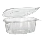 Starpak 50 Feinkost- und Salatschalen mit Klappdeckel, R-PET oval 1500 ml 7,6 cm x 18,2 cm x 20,8 cm klar