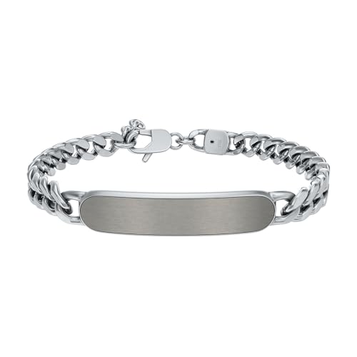 Image of Fossil Men's Plated Stainless Steel Engravable Personalized Gift ID, Chain or Cuff Bracelet for Men