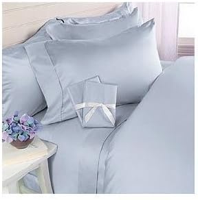 Elegance Linen Funda de edredón de 3 piezas de calidad egipcia de 1500 hilos, tamaño matrimonial/queen, color azul claro