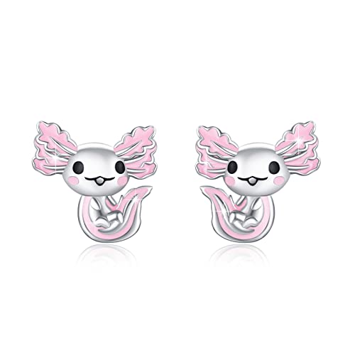 Aretes de axolote de plata 925 el regalo dulce para niñas y mujeres