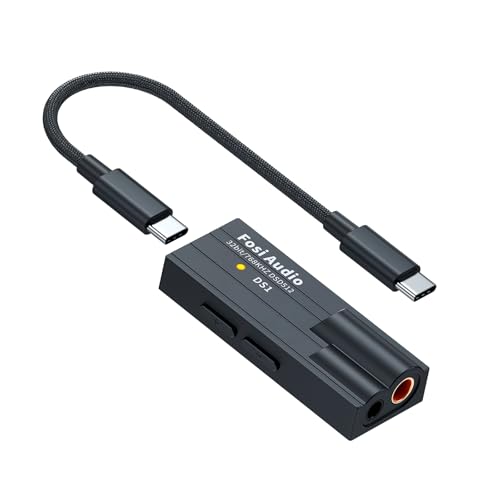Fosi Audio DS1 Tragbarer DAC Kopfhörerverstärker, Headphone Amp mit ES9038Q2M Chip Unterstützt PCM 32-bit/768kHz & DSD512, 3,5mm & 4,4mm Ausgänge für Hi-Fi Audio, USB DAC Verstärker für Kopfhörer