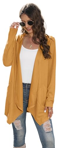 Image of VIISHOW Womens Lightweight Casual Hoodie Cardigans Open Front Waffle Knit Long Sleeve Outwear Coat with Pockets