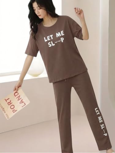 Image of SMOWKLY Women's Premium Cotton Blend Cute Print Two Piece Pj Sleepwear