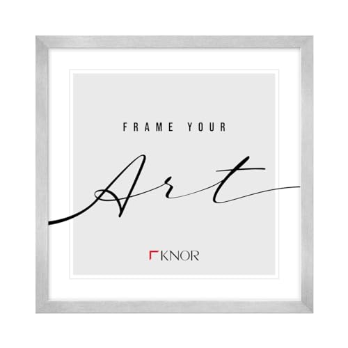 KNOR 30x30 Bilderrahmen 30x30 cm Silber, Posterrahmen, Bilderrahmen, Fotorahmen, bruchsicheres Acrylglas, Picture Frame 30x30, zum Aufhängen, Kunststoffrahmen, aus Recyceltem