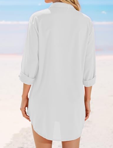 Swimsuit Coverups for Women, 3/4 Sleeve Bikini Cover Up Beach Dress,V Neck Bathing Suits Cover Ups for Women3