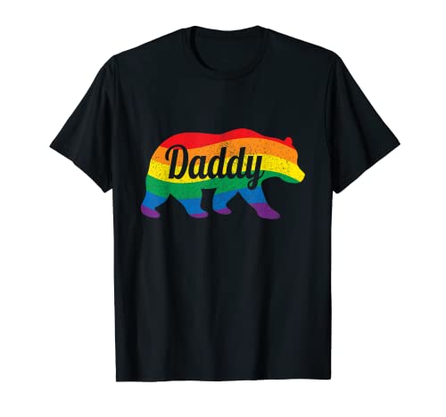 Orso Gay Orgoglio Papà Orso Arcobaleno Bandiera Queer Padri Giorno Maglietta