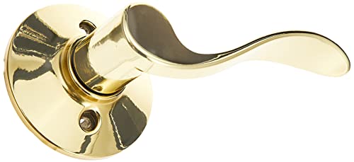 Image of Schlage FE285 CAM 505 ACC 605 LH Camelot Front Entry Handleset with Left-Handed Accent Lever, Lower Half Grip, Bright Brass
