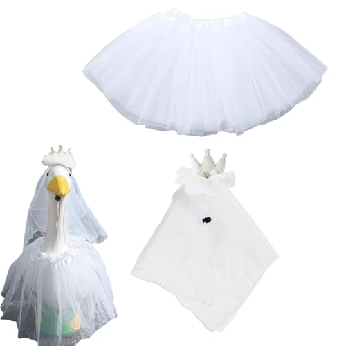 Bride Geese Outfit - Garden Geese 衣装 - 持ち運び可能 ガーデン彫像 ウェディングドレス 芝生 屋外 パティオ 庭園 ディスプレイ デコレーション