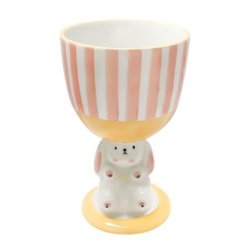 Bocguy Tazza di coniglio, tazza di Pasqua, coniglio in ceramica, simpatica tazze in ceramica, simpatica mug 3D, divertenti regali per Pasqua, compleanno, anniversario (strisce rosa)