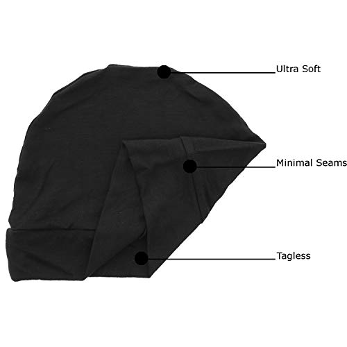 Landana Headscarves Womens Soft Sleep Cap Comfy Cancer Wig Liner & Hair Loss Cap - Black