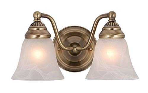 Vaxcel VL35122A Standford 2 Light Vanity Light, Antique Brass Finish