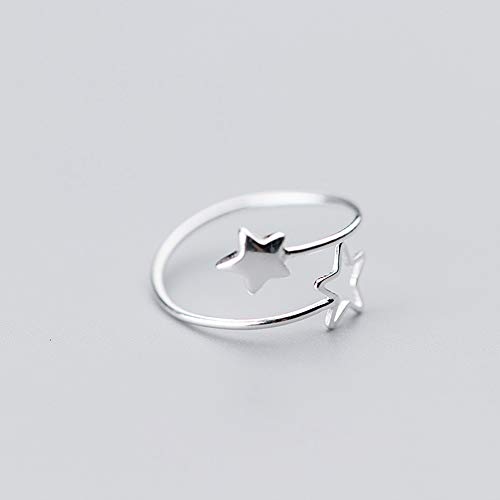 NewZenro Double Star Wrap Open Ring for Women S925 Sterling Silver Dainty Adjustable Statement Engagement Thin Tiny Finger Rings Jewelry Gifts for Bff Daughter Birthday2