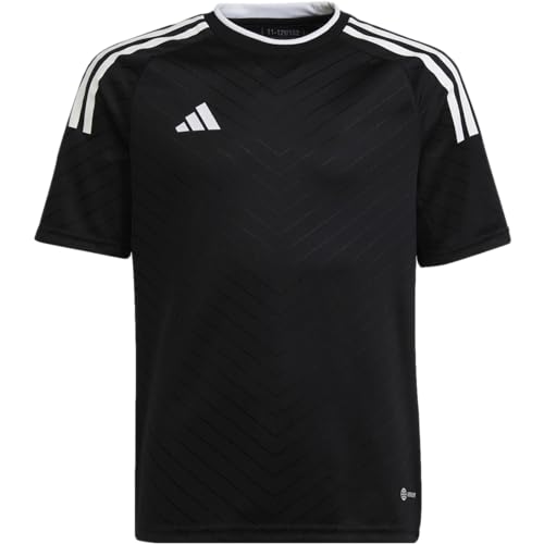 adidas Kids Soccer Campeon 23 Jersey - Stay Dry and Comfortable, Classic Design, 100% Recycled Material (US, Alpha, Small, Regular, Black)