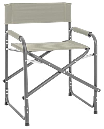 IlGruppone Sedia Sgabello Regista Poltrona Pieghevole in Alluminio Lavabile Leggera Lavabile Terrazzo Giardino Campeggio Mare Spiaggia Trasportabile - Grigio Chiaro