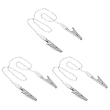 Annhua Dental Bib Ball Chain with Clips on Both Ends (Pack of 3), Napkin Holder Adjustable for Adult|Kid|Patient|Tattoo, Silver - Light & Portable - Length 18.9'