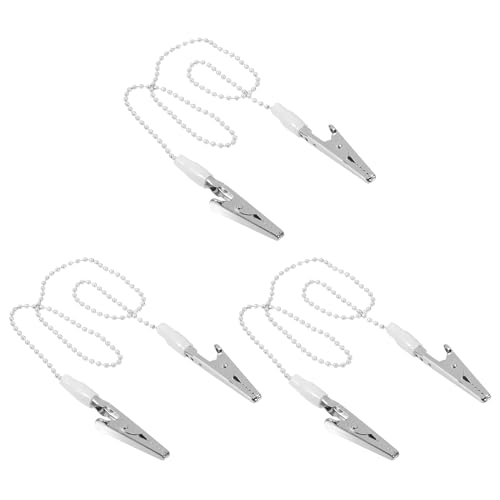 Annhua Dental Bib Ball Chain with Clips on Both Ends (Pack of 3), Napkin Holder Adjustable for Adult|Kid|Patient|Tattoo, Silver - Light &amp; Portable - Length 18.9"