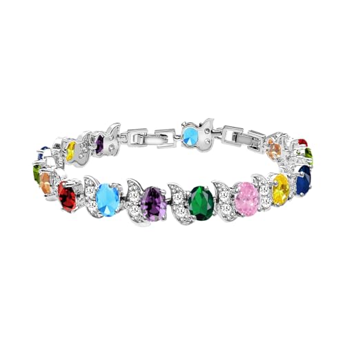 Image of LMXXVJ Fashion Tennis Bracelet Created Emerald White Gold Plated Charm Bracelet Gifts Jewelry for Women