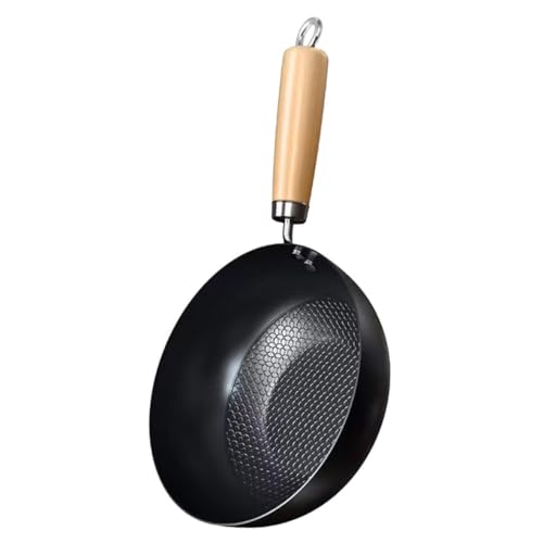 FUNOMOCYA Flat Bottom Wok Non-stick Frying Pan Iron Wok Small Nonstick Pan Cooking