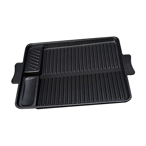 GARIOUANS Placa Rectangular Antiadherente para Barbacoa Bandeja Resistente al para Asados al Aire Plancha para Cocinar Carne para Barbacoa Gas Fácil de Limpiar y Transportar