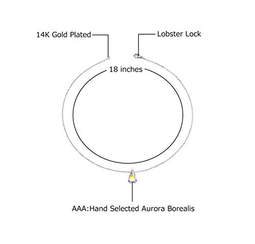 Savlano 14K White Gold Plated Aurora Borealis Drop Cut 18 Inches Pendant Chain Necklace For Women3