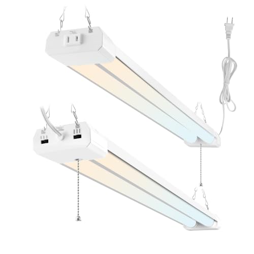 Image of hykolity 4FT LED Shop Light with Reflector,5500LM,3 Power Level&3CCT | 4000 /5000 /6500K Tunable,25 /34 /42W Switchable,Hanging or Surface Mount 4 foot Led Shop Light for Garage,Workshop,2 Pack