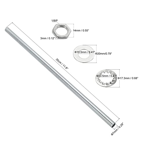 Image of MECCANIXITY 11.8 inch Lamp Pipe Kit with Lock Nuts Washers 1 /8IP Thread Fasteners Assortment for Chandelier Ceiling Light Repair Assembly DIY Hardware, Pack of 35