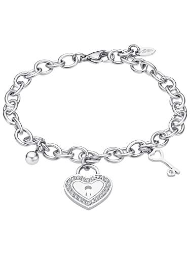 LOTUS STYLE Bracelet Femme Acier Inoxydable LS2188-2/1 Cœur - Bracelet Sophistiqué Poli et Finition Raffinée 21 cm - Idéal Cadeau Anniversaire - Occasions...