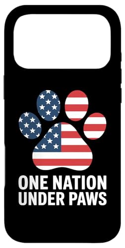 犬好き アメリカ国旗 肉球 ONE NATION UNDER PAWS 愛国心 7月4日 スマホケース iPhone 17 Pro Max 用
