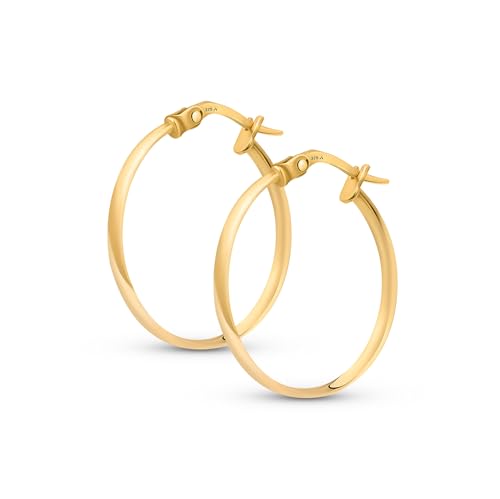 Amberta Créoles en Or 9 Carats pour Femme | Boucles d'Oreilles pour Femme en Or | Créoles Fine en Or: 20 mm