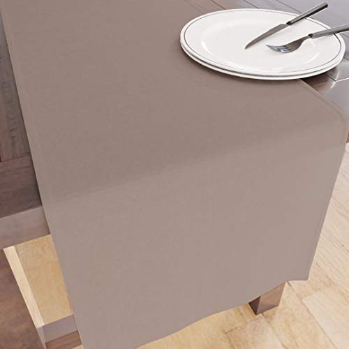Encasa Homes Camino de Mesa para 8 Seater Comedor - Beige - Grande 40 x 230 cm, 100% Algodón Teñido Liso Colores Sólidos Decorativos para Fiesta, Restaurante - Lavable a Máquina