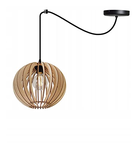 Light-Home Abat Jour Suspension Luminaire Lustre Araignée - Moderne Abat Jour Plafond pour Chambre Salon et Cuisine - en Metal et Bois - À 1 Lumières - E27...