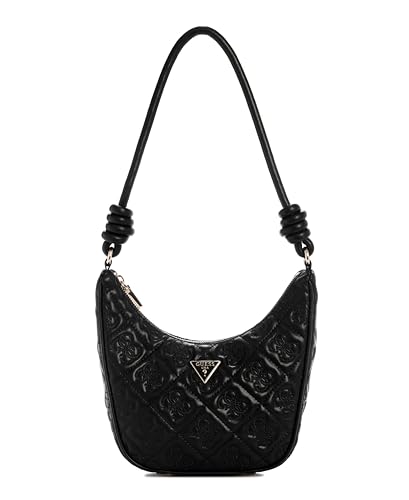 GUESS Bolsa de ombro Adelasia com zíper superior, Preto, One Size
