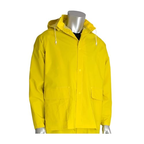 Xpose Safety 3pc Yellow Rain Suit – 48" .35mm PVC Waterproof Raincoat Jacket, Detachable Hood & Pants for Storms,Fishing,Work2