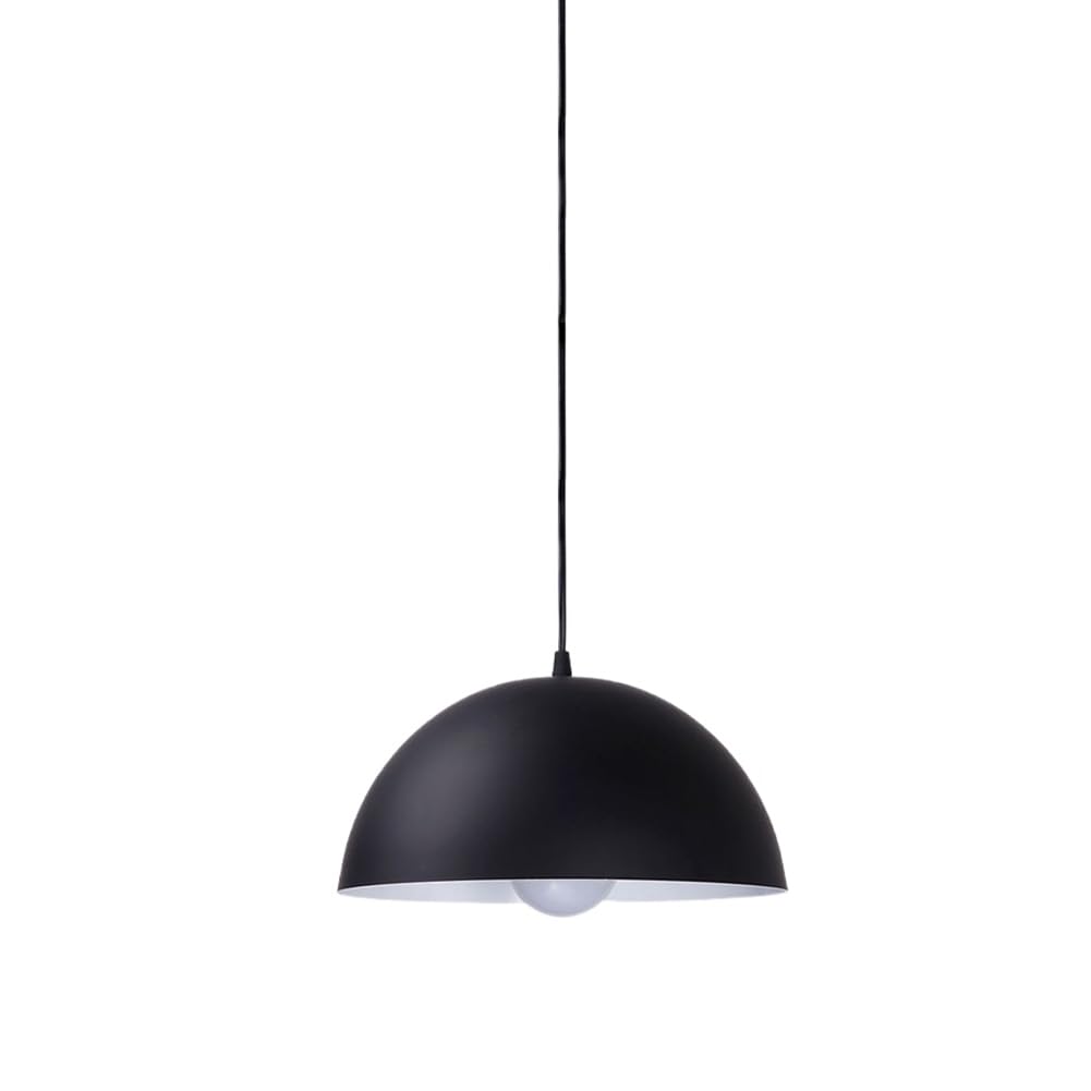 KBUUKYYXouy Glossy Dome Semicircle Hanging Lamp, Colorful Ceiling Pendant Light Fixture, Minimalism Metal Lighting, Industrial Chandelier for Kitchen Island Sink Dining Room Counter(Black,11.8in)