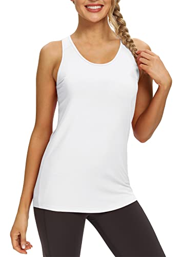Image of Mippo Womens Long Workout Tops Racerback Athletic Yoga Gym Tank Top Sports Tennis Shirt