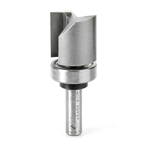Image of Amana Tool 45466 Carbide Tipped Flush Trim Plunge Template Router Bit 1 Inch Dia x 1 Inch x 3 /8 Shank with Upper Ball Bearing