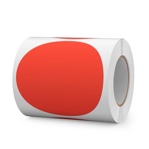 FINDAT Pegatinas Redondas 100 mm Rojas Etiquetas Adhesivas Circulares de Vinilo Rollo para Marcar y Organizar 300 Unidades