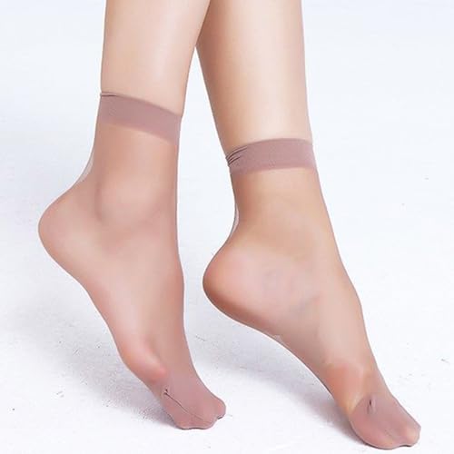 YOLAI 10 Pairs Women Sheer Mesh Transparent Socks Ultrathin See Through Lace Elastic Ankle Socks Crew Stocking2