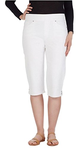 Gloria Vanderbilt Womens Avery Twill Pull On Bermuda Short Prism White 22W