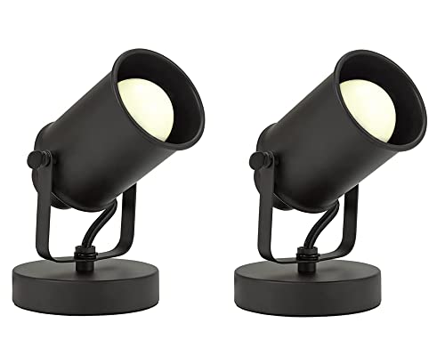 Image of Industrial Wall Lamp with Plug in Cord, Adjustable Retro Black Wall Lamp, Wall Mounted Spotlight Lamp,Wall Sconce Lamp for Hallway Headboard Picture Kitchen Bedroom Office Pack of 2