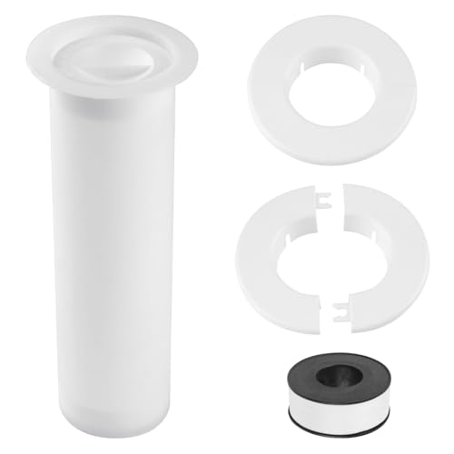 UFURMATE Air Conditioning Line Set Protector Including 2Pcs Mini Split Cover, 1Pcs 8.5in Length AC Sleeve for Through The Wall, and 1 Roll Wrap Tape (White)