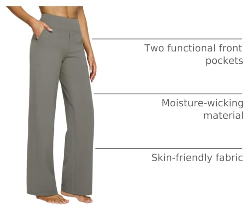 Image of G4Free EverGoing Yoga Pants Women Wide Leg Pants with Pockets High Waist Stretch Dress Casual Sweatpants Petite /Regular /Tall