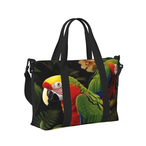 Travel Duffel Bag for Women, Large Shoulder Weekender Overnight Bag, Sport Gym Bag for Men, Carry On Tote Bags, Tropical Parrot Luggage Bag for Travel Essentials2
