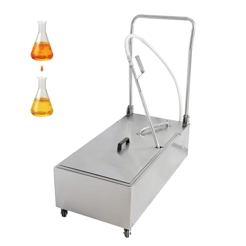EASYROSE Foldable Deep Fryer Filter Machine 48L/12.7Gal Mobile Fryer Oil Filter Truck with 10L/min Oil Filtration Speed, Commercial Oil Filtering System for Restaurant & Supermarket, 1/2 HP, 110V/60Hz