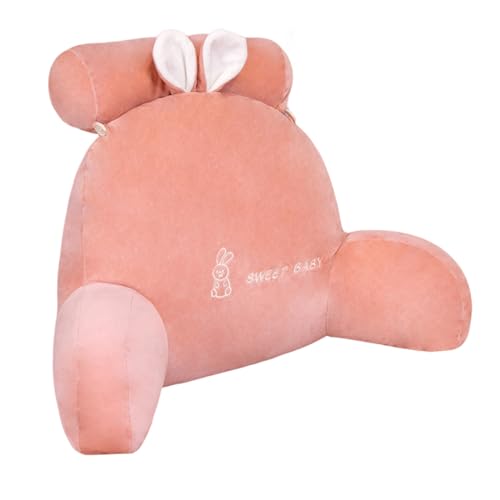 背もたれ クッション 腰サポート 背当て 腰当て 熊 豚 ハスキー 動物抱き枕 腰枕 車用クッション ふわふわ ソファクッション ベッド用 自宅用 腰楽々 オフィス 椅子用 在宅勤務 面白い 読書枕 (35*60*20cm, ピンク兎)