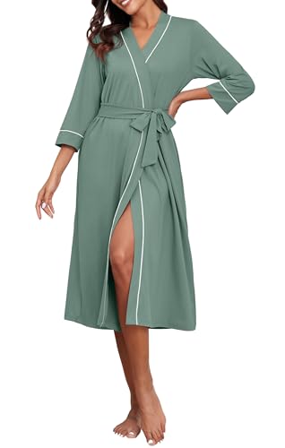 Image of PrinStory Womens Robe Long Knit Bathrobe Lightweight Soft Robes Ladies Bath Robe